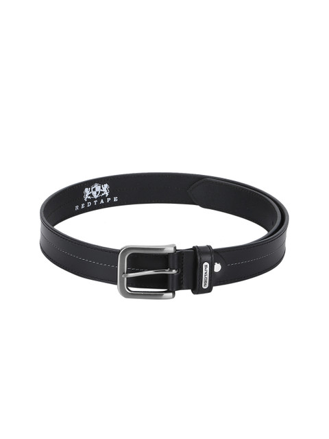 

Red Tape Men Black Solid Leather Belt