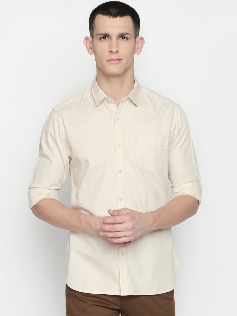 

BYFORD by Pantaloons Men Cream-Coloured Slim Fit Solid Casual Shirt
