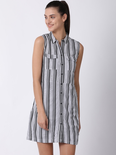 

Blue Saint Women White Striped Shirt Dress