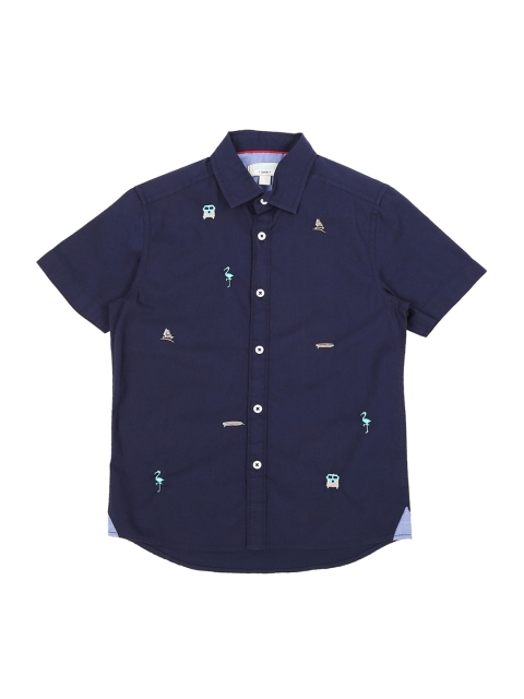 

Pantaloons Junior Boys Navy Blue Regular Fit Printed Casual Shirt