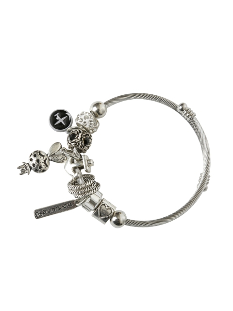 

Moon Dust Brass Sterling Silver-Plated Oxidised Charm Bracelet