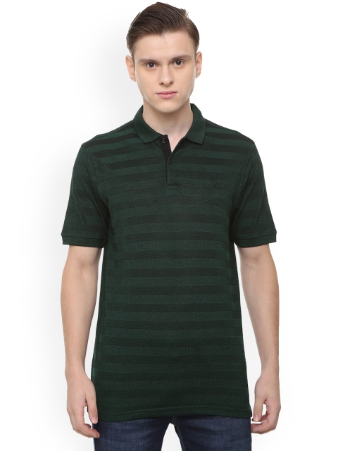 

Allen Solly Men Green Striped Polo Collar T-shirt