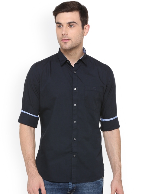 

Van Heusen Sport Men Navy Blue Slim Fit Solid Casual Shirt