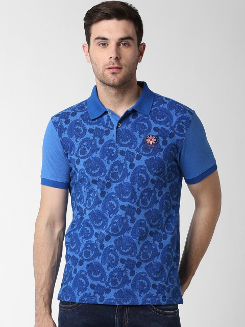 

Peter England Casuals Men Blue Printed Polo Collar T-shirt