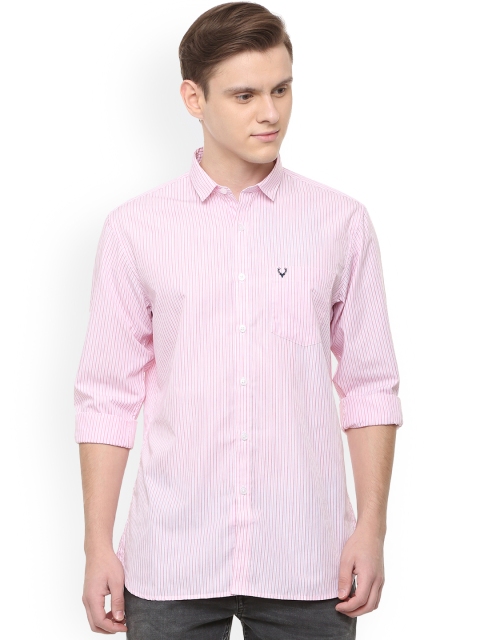 

Allen Solly Men Pink Slim Fit Striped Casual Shirt