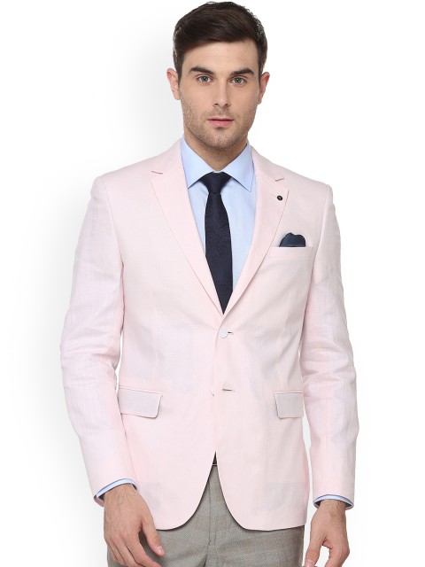

Van Heusen Men Pink Solid Slim-Fit Single-Breasted Blazer