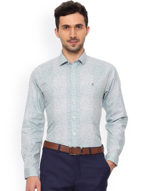 

V Dot Men Green Slim Fit Printed Party Shirt