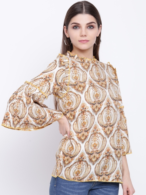 

Khushal K Women Mustard Brown Printed A-Line Top