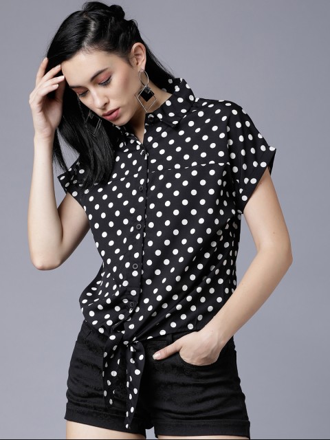 

Tokyo Talkies Women Black & White Regular Fit Printed Casual Shirt