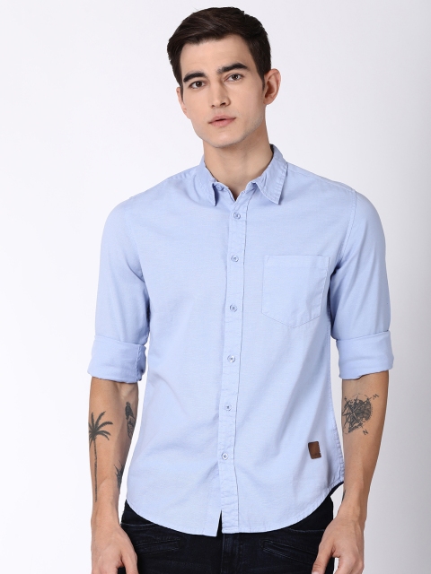 

Blue Saint Men Blue Slim Fit Solid Casual Shirt