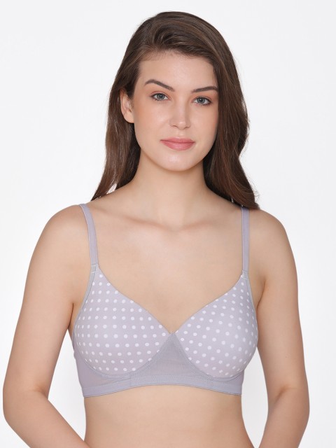 

Clovia Lightly Padded Non-Wired Polka Print T-Shirt Bra, Grey