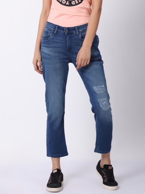 

Blue Saint Women Blue Slim Fit Mid-Rise Mildly Distressed Jeans