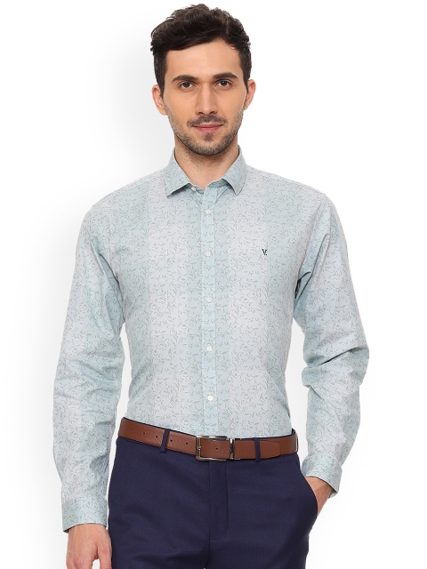 

V Dot Men Green Slim Fit Printed Party Shirt