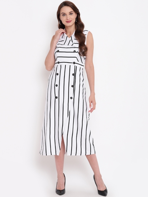 

Texco Women White Striped Shirt Dress