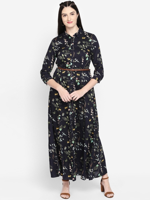 

Honey by Pantaloons Women Navy Blue Printed Maxi Dress
