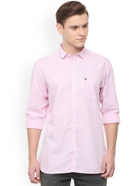 

Allen Solly Men Pink Slim Fit Striped Casual Shirt