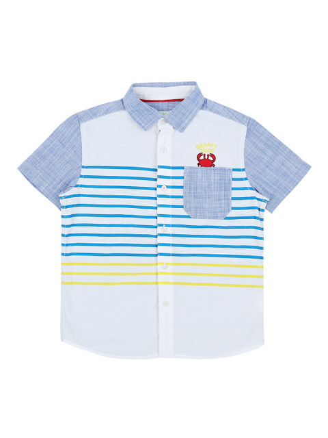 

Pantaloons Junior Boys Blue & White Regular Fit Striped Casual Shirt