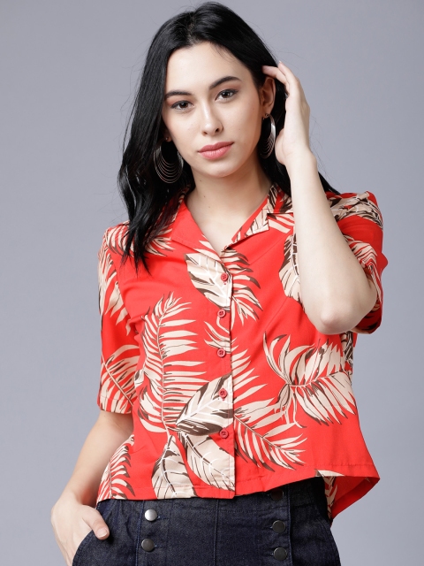 

Tokyo Talkies Women Red Regular Fit Printed Casual Shirt