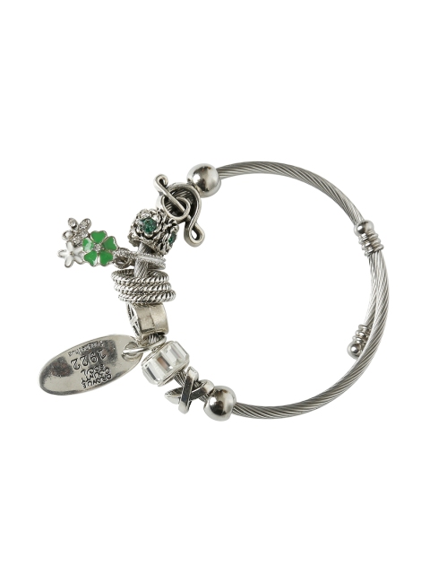 

Moon Dust Brass Sterling Silver-Plated Oxidised Charm Bracelet