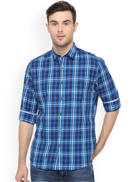 

Van Heusen Sport Men Blue & White Slim Fit Checked Casual Shirt
