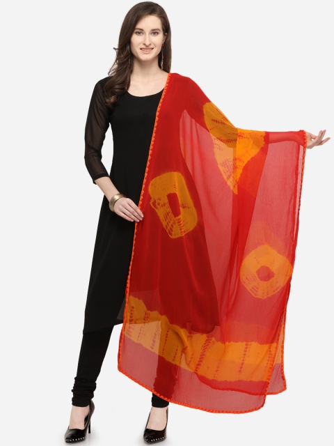 

Satrani Red & Yellow Printed Dupatta