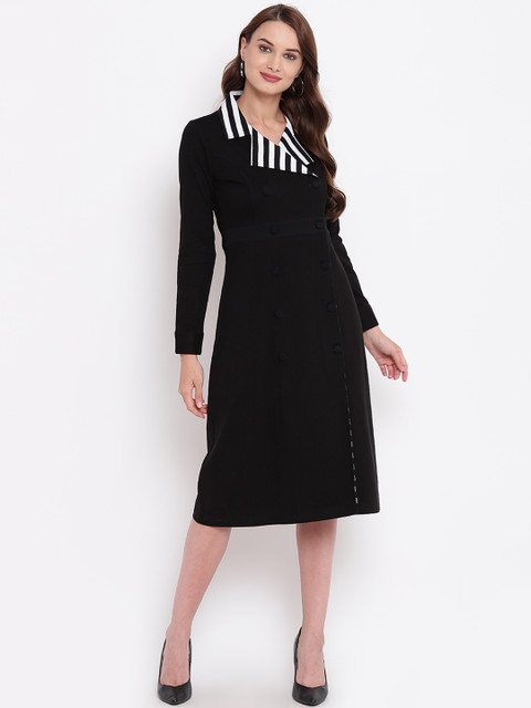 

Texco Women Black Solid Wrap Dress