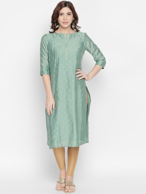 

RANGMANCH BY PANTALOONS Women Green Printed Straight Kurta