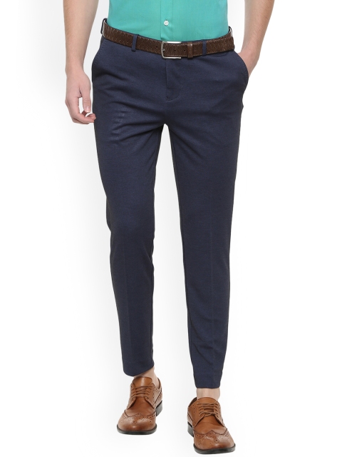 

Allen Solly Men Navy Blue Slim Fit Solid Formal Trousers