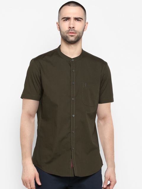 

Red Tape Men Olive Green Classic Regular Fit Solid Casual Shirt