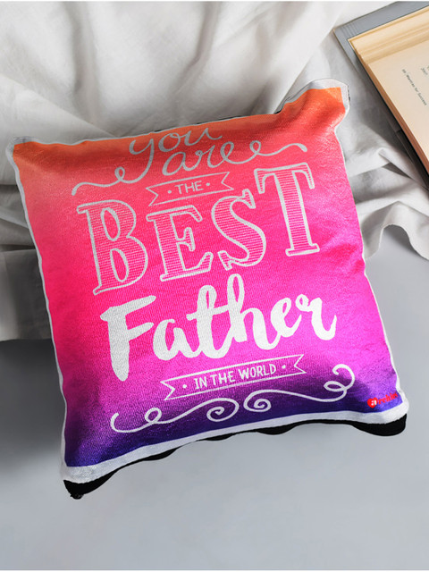 

Archies White & Pink Printed Square Cushion