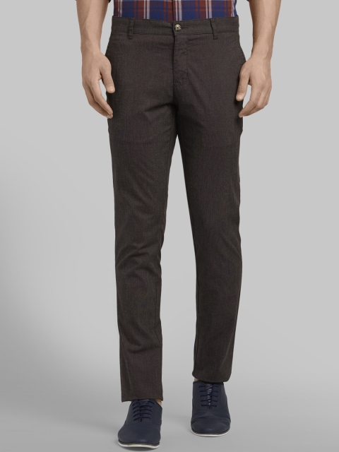 

Parx Men Brown Tapered Fit Self Design Regular Trousers
