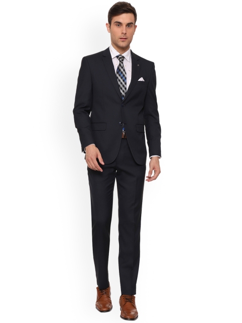 

Van Heusen Men Navy Blue Solid Formal Single-Breasted Suit