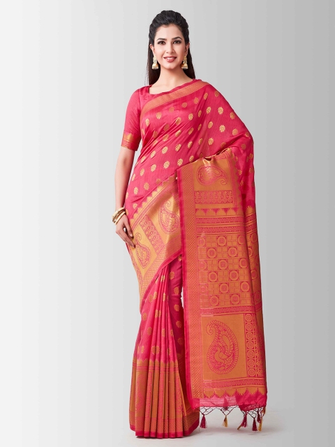 MIMOSA Pink Art Silk Woven Design Kanjeevaram Saree