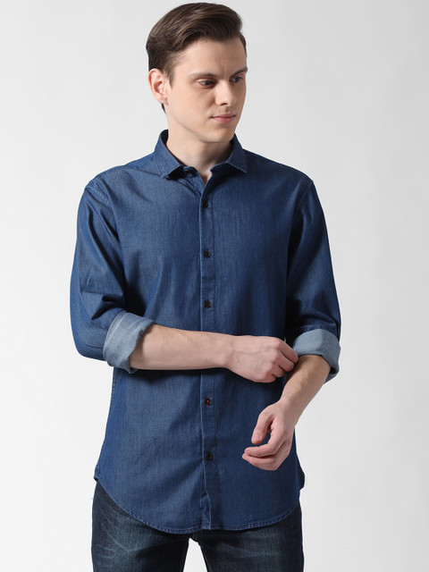 

Peter England Casuals Men Blue Slim Fit Solid Casual Shirt