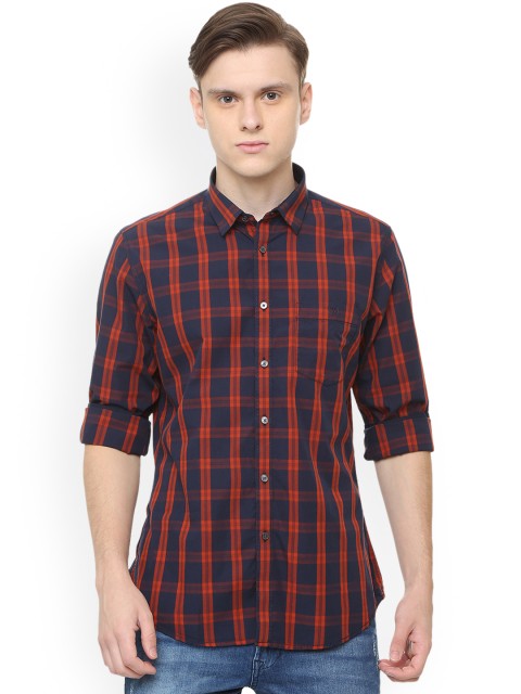 

Van Heusen Sport Men Navy Blue & Red Slim Fit Checked Casual Shirt