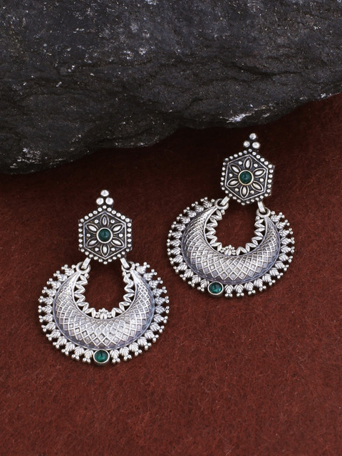 

Voylla Silver-Plated Oxidised Crescent Shaped Chandbalis