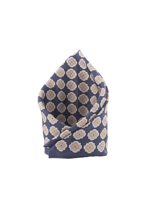 

The Tie Hub Men Navy-Blue & Beige Printed Pocket Square