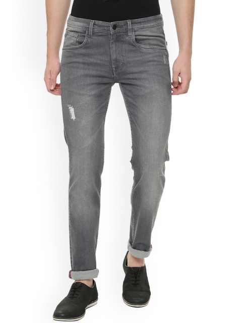 

Solly Jeans Co. Men Grey Skinny Fit Mid-Rise Low Distress Stretchable Jeans