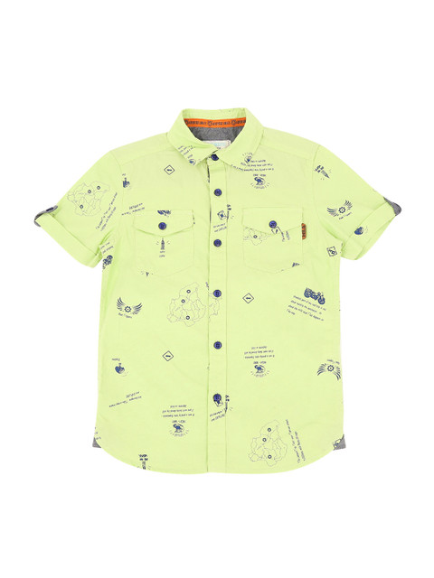 

Pantaloons Junior Boys Lime Green Regular Fit Printed Casual Shirt