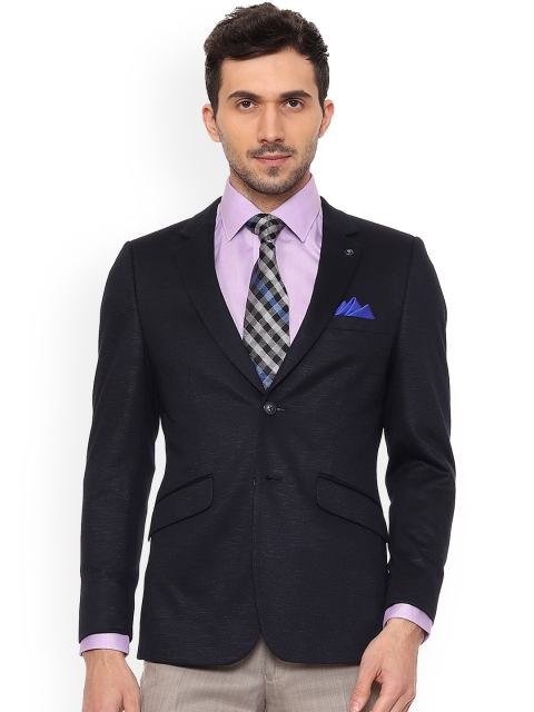 

Van Heusen Men Navy Blue Solid Slim-Fit Single-Breasted Blazer