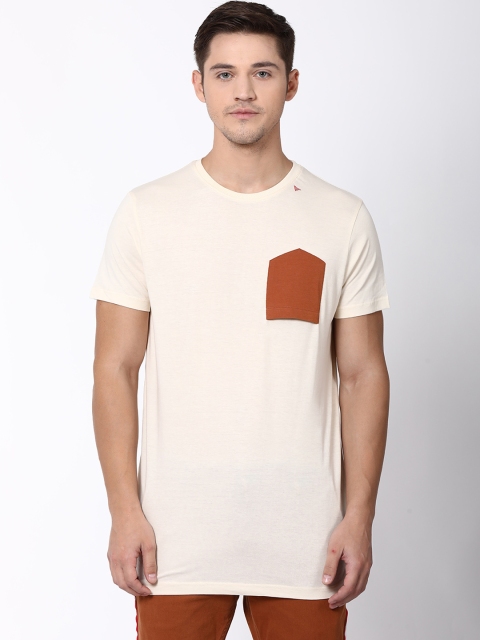 

Blue Saint Men Off-White Solid Round Neck T-shirt