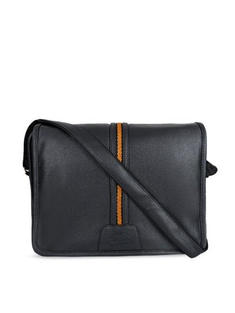 

Leather World Unisex Black Solid Messenger Bag