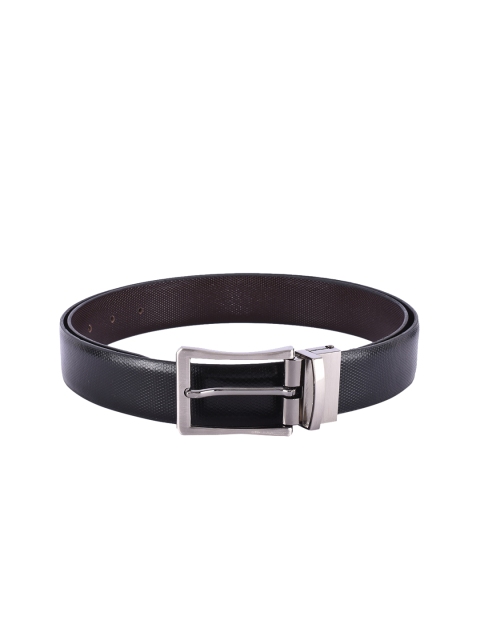 

BuckleUp Men Black & Brown Textured Reversible Leather Belt