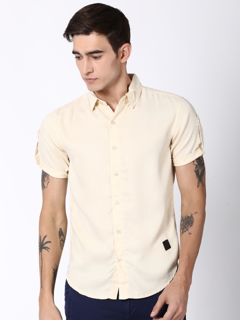 

Blue Saint Men Beige Slim Fit Solid Casual Shirt