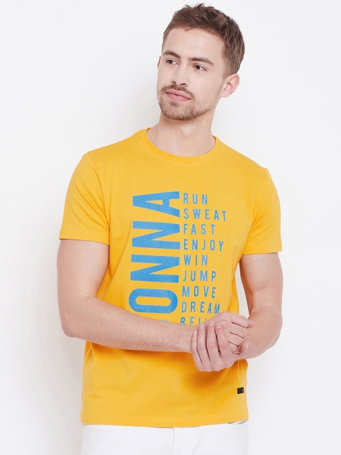 

Duke Men Yellow Printed Round Neck T-shirt