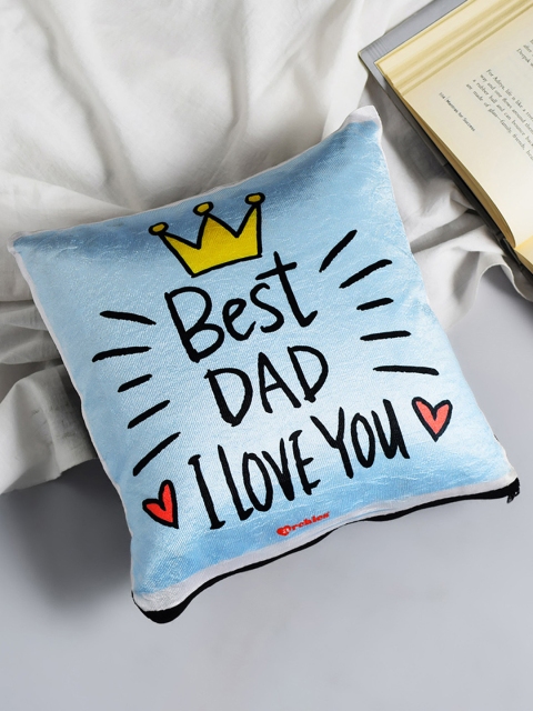 

Archies Blue & Black Printed Square Cushion, White