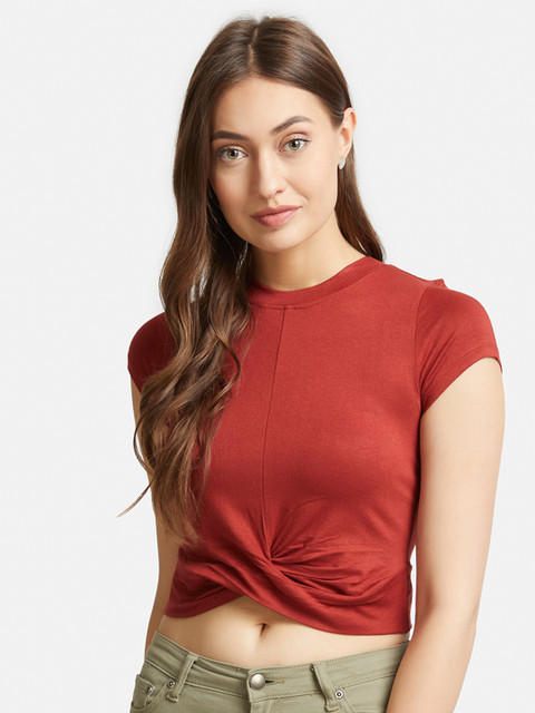 

VividArtsy Women Rust Solid Top