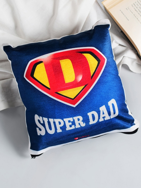 

Archies White & Navy-Blue Printed Square Cushion