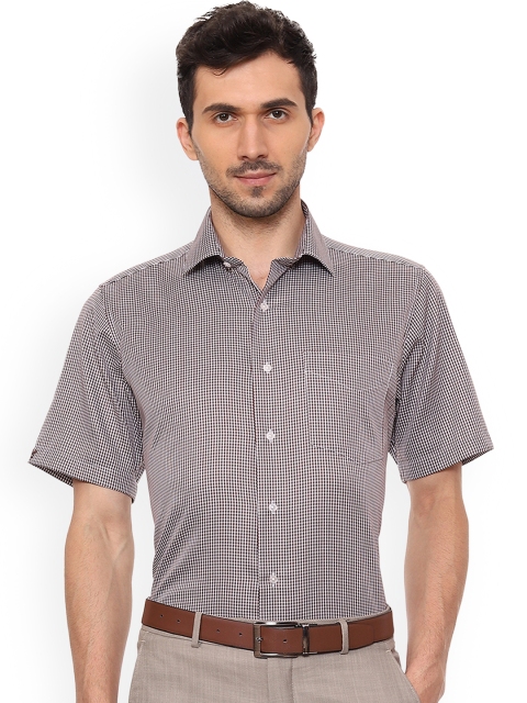 

Van Heusen Men Brown Regular Fit Checked Formal Shirt