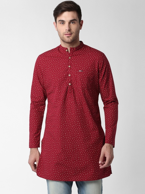 

Peter England Men Red Printed Straight Kurta